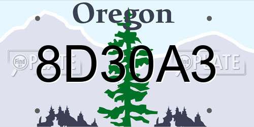 8D30A3 Oregon License Plate
