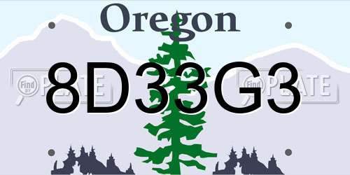 8D33G3 Oregon License Plate