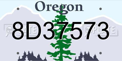 8D37573 Oregon License Plate