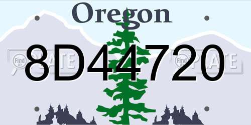 8D44720 Oregon License Plate