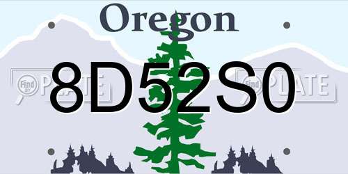 8D52S0 Oregon License Plate