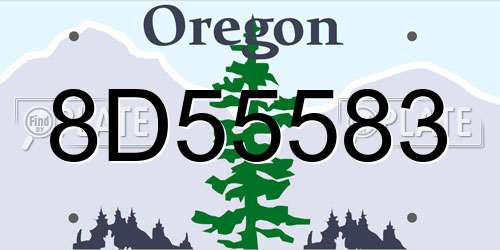 8D55583 Oregon License Plate