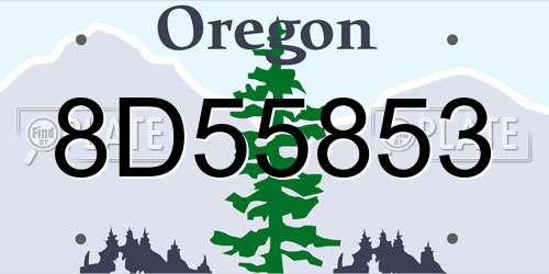 8D55853 Oregon License Plate