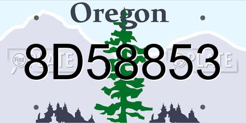 8D58853 Oregon License Plate