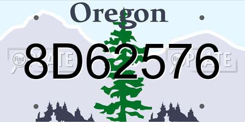 8D62576 Oregon License Plate