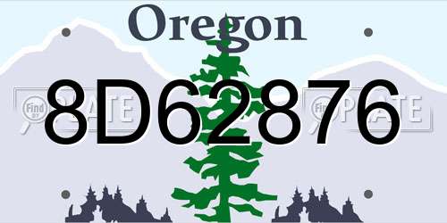 8D62876 Oregon License Plate