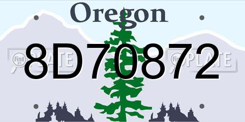 8D70872 Oregon License Plate
