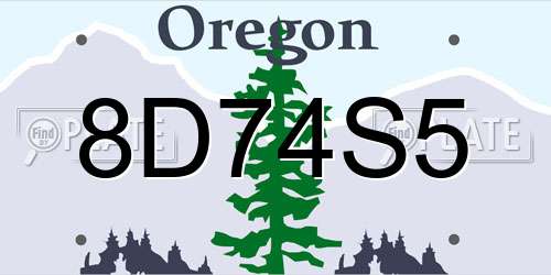 8D74S5 Oregon License Plate