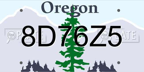8D76Z5 Oregon License Plate