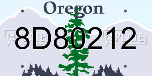 8D80212 Oregon License Plate