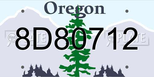 8D80712 Oregon License Plate