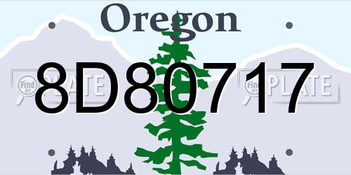 8D80717 Oregon License Plate