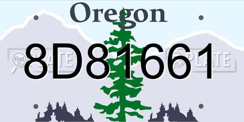 8D81661 Oregon License Plate