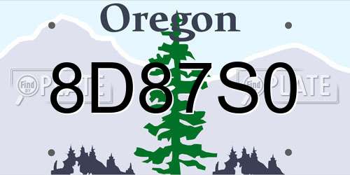 8D87S0 Oregon License Plate