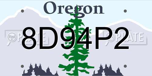 8D94P2 Oregon License Plate