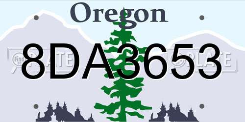 8DA3653 Oregon License Plate