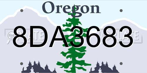 8DA3683 Oregon License Plate