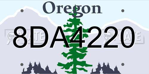 8DA4220 Oregon License Plate
