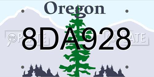 8DA928 Oregon License Plate