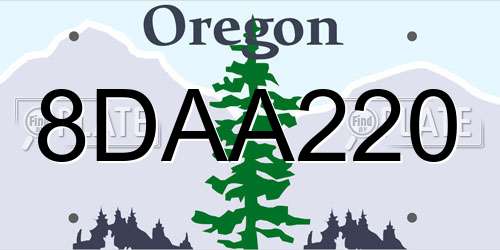 8DAA220 Oregon License Plate