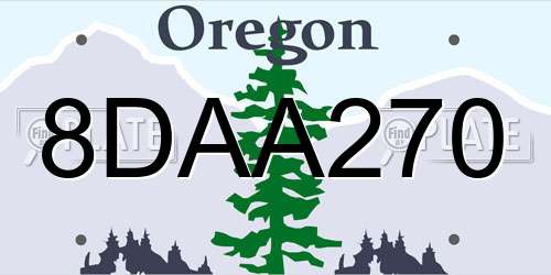 8DAA270 Oregon License Plate