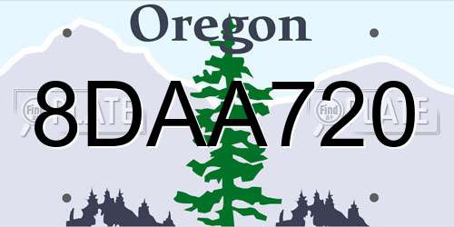 8DAA720 Oregon License Plate