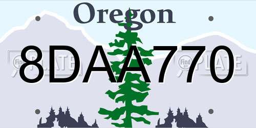 8DAA770 Oregon License Plate