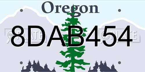 8DAB454 Oregon License Plate