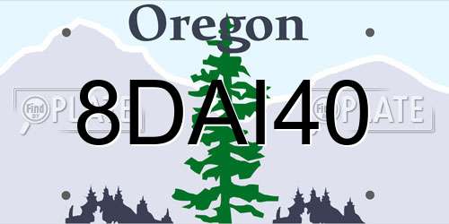 8DAI40 Oregon License Plate