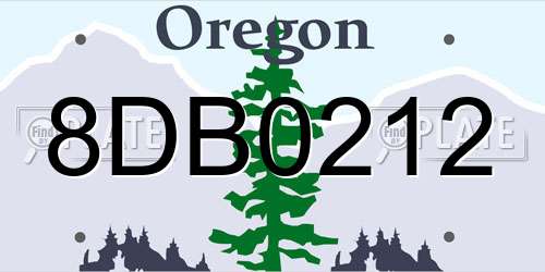 8DB0212 Oregon License Plate