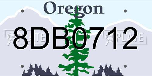 8DB0712 Oregon License Plate