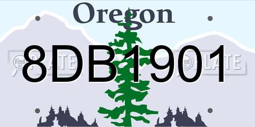 8DB1901 Oregon License Plate
