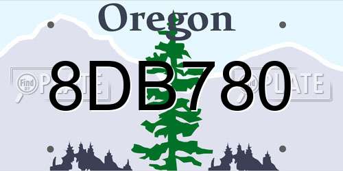 8DB780 Oregon License Plate