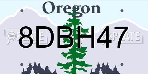 8DBH47 Oregon License Plate