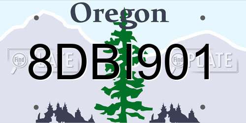 8DBI901 Oregon License Plate
