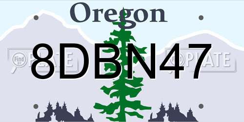 8DBN47 Oregon License Plate