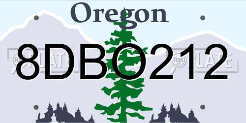 8DBO212 Oregon License Plate