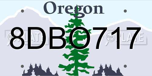 8DBO717 Oregon License Plate