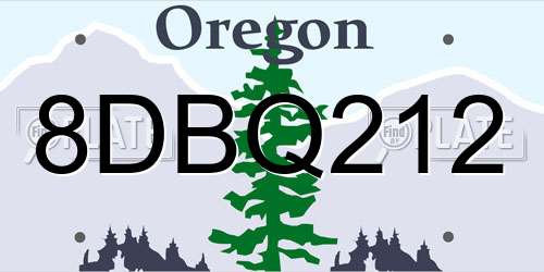 8DBQ212 Oregon License Plate