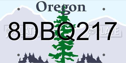 8DBQ217 Oregon License Plate