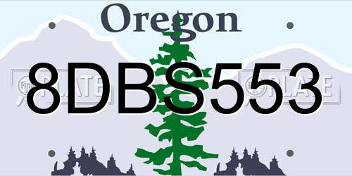 8DBS553 Oregon License Plate