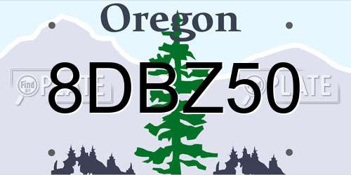8DBZ50 Oregon License Plate