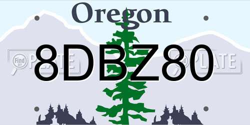 8DBZ80 Oregon License Plate