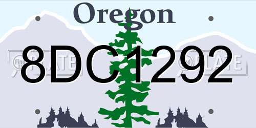8DC1292 Oregon License Plate
