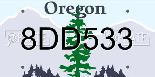 8DD533 Oregon License Plate