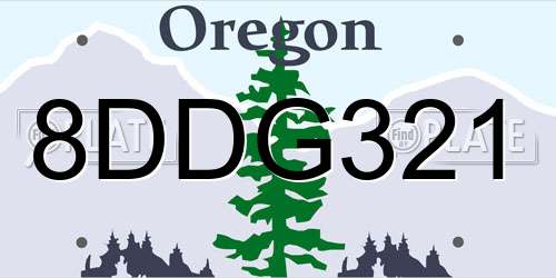 8DDG321 Oregon License Plate