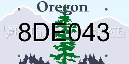 8DE043 Oregon License Plate