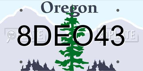 8DEO43 Oregon License Plate