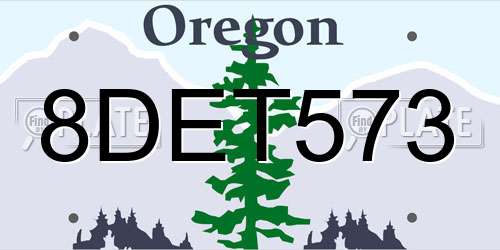 8DET573 Oregon License Plate