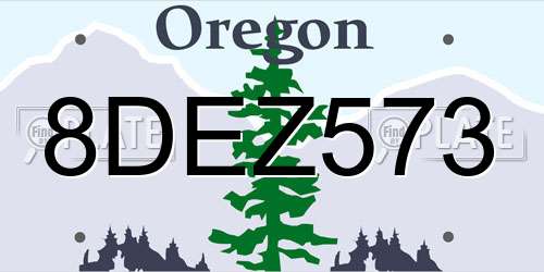 8DEZ573 Oregon License Plate